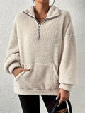 Damen Fleece-Pullover mit hohem Kragen und praktischen Taschen R&B