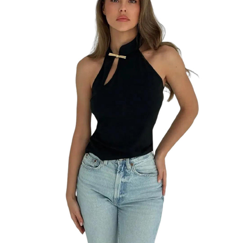 Damen Elegantes Haltertop mit modischer Schlitz-Detail R&B