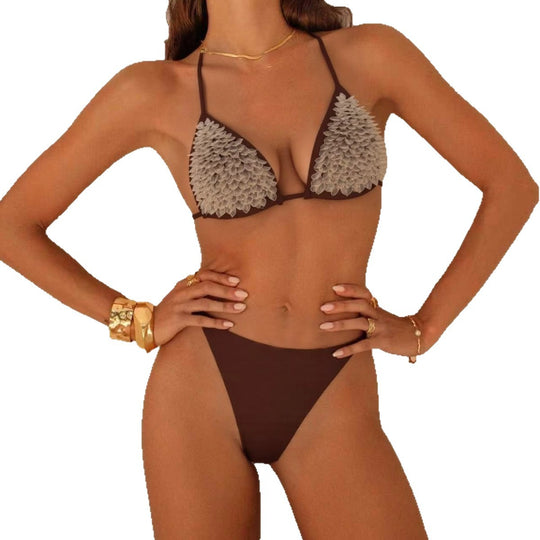 Damen Triangel-Bikini mit floralen Akzenten R&B