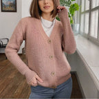 Damen Grobstrick-Cardigan mit Knöpfen