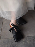 Damen modische Mules mit dekorativem Schnürdesign R&B