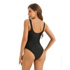 Damen Einteiler Badeanzug mit floralem Design und hoch geschnittenem Beinausschnitt R&B