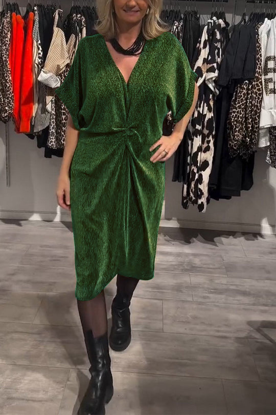 Damen Elegantes Wickelkleid mit strukturiertem Stoff und Taillengürtel R&B