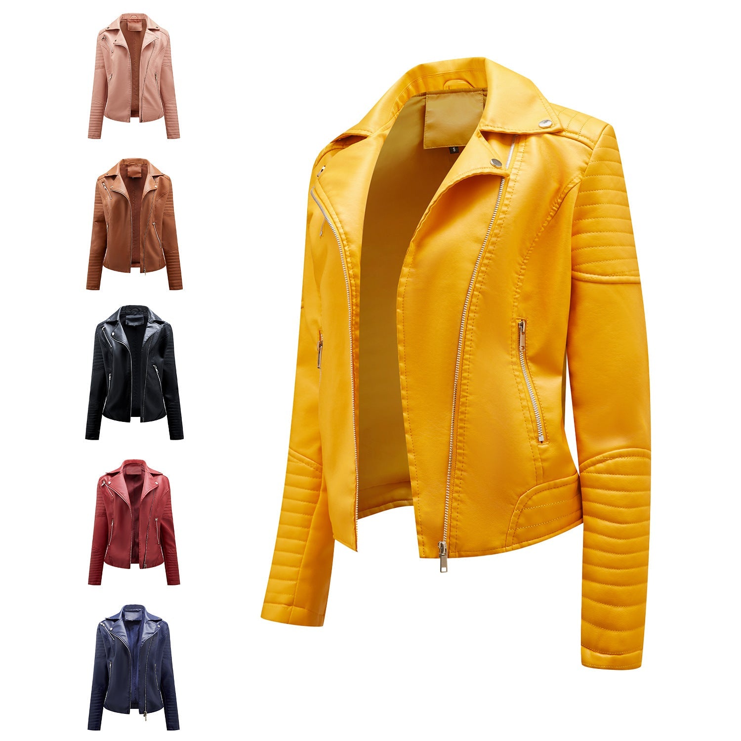 Damen Bikerjacke mit modischen Steppdetails und asymmetrischem Reißverschluss
