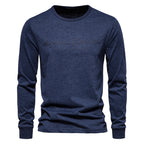 Herren nan minimalistisches Rundhals-Sweatshirt aus Baumwollmischung mit gerippten Bündchen R&B