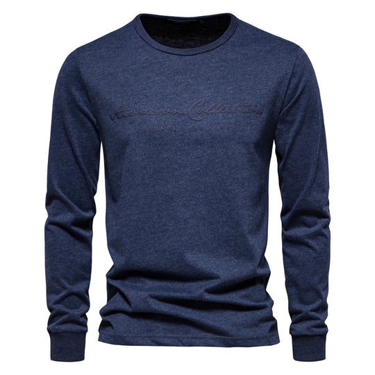 Herren nan minimalistisches Rundhals-Sweatshirt aus Baumwollmischung mit gerippten Bündchen R&B