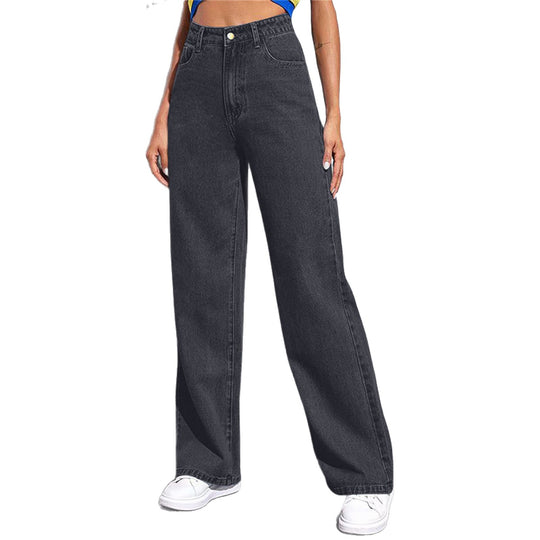 Damen Weite High-Waist Jeans im lässigen Schnitt mit eleganten Details R&B