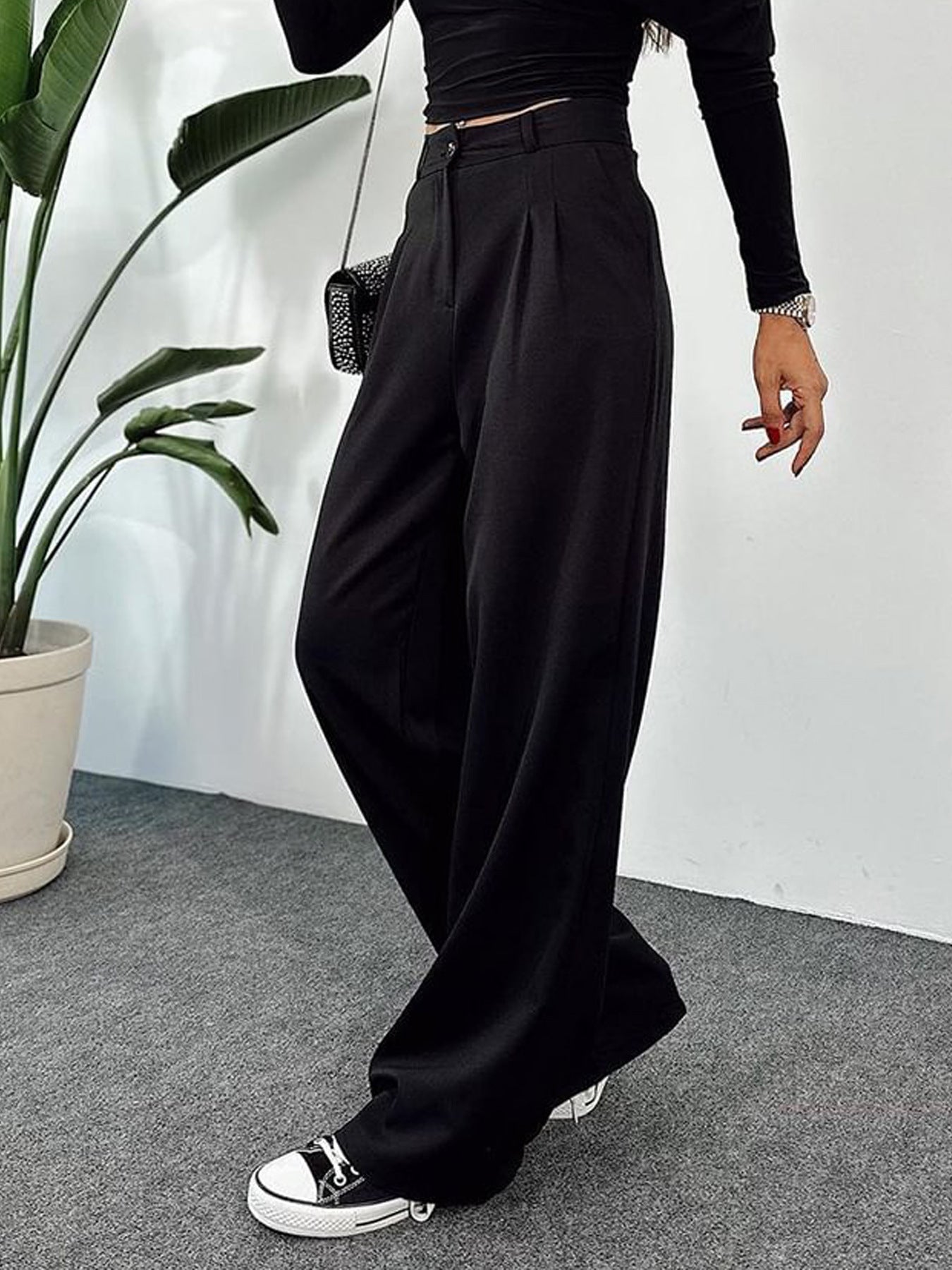 Damen Weit geschnittene Anzughose mit hohen Taschen R&B