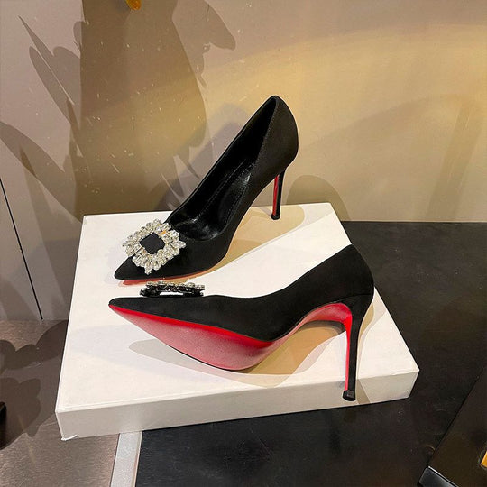 Damen elegante Stiletto-Pumps mit funkelnden Strassverzierungen R&B
