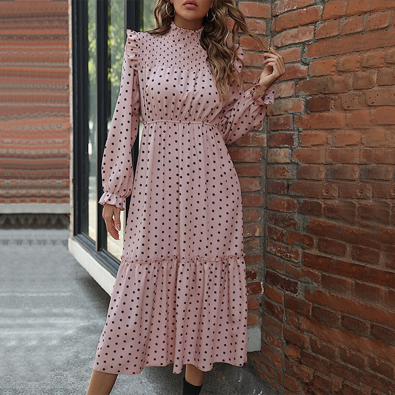 Damen Maxikleid mit Puffärmeln und Rüschendetails R&B