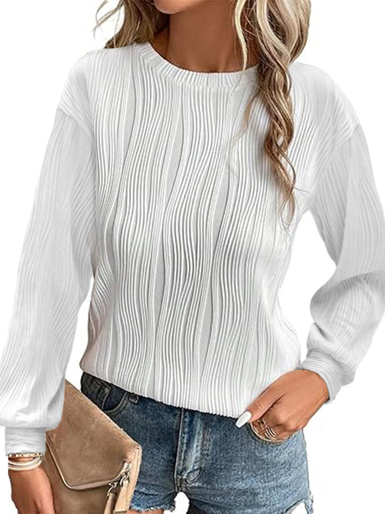 Damen plissierter Langarm-Pullover R&B