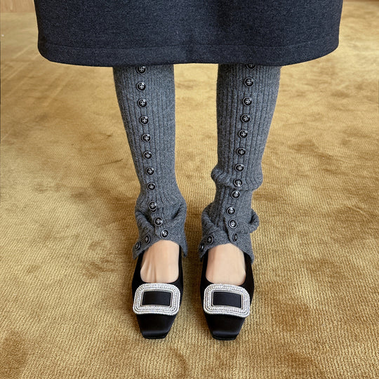 Damen Elegante Ballerinas mit funkelndem Schmuckriemen und klassischem Design R&B