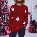 Damen Weihnachts-Pullover mit festlichem Santa-Motiv und strukturierter Strickqualität R&B