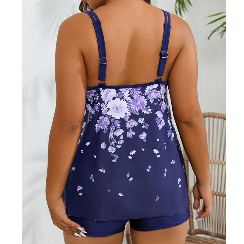 Damen Sportlicher Tankini-Badeanzug mit floralem Design und modischem Schnitt R&B