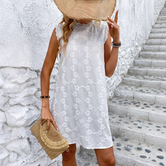Damen trendiges Sommerkleid mit floralem Stickdesign R&B