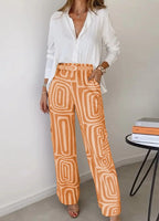 Damenweite Schlaghose mit gemustertem Design und hohem Bund R&B