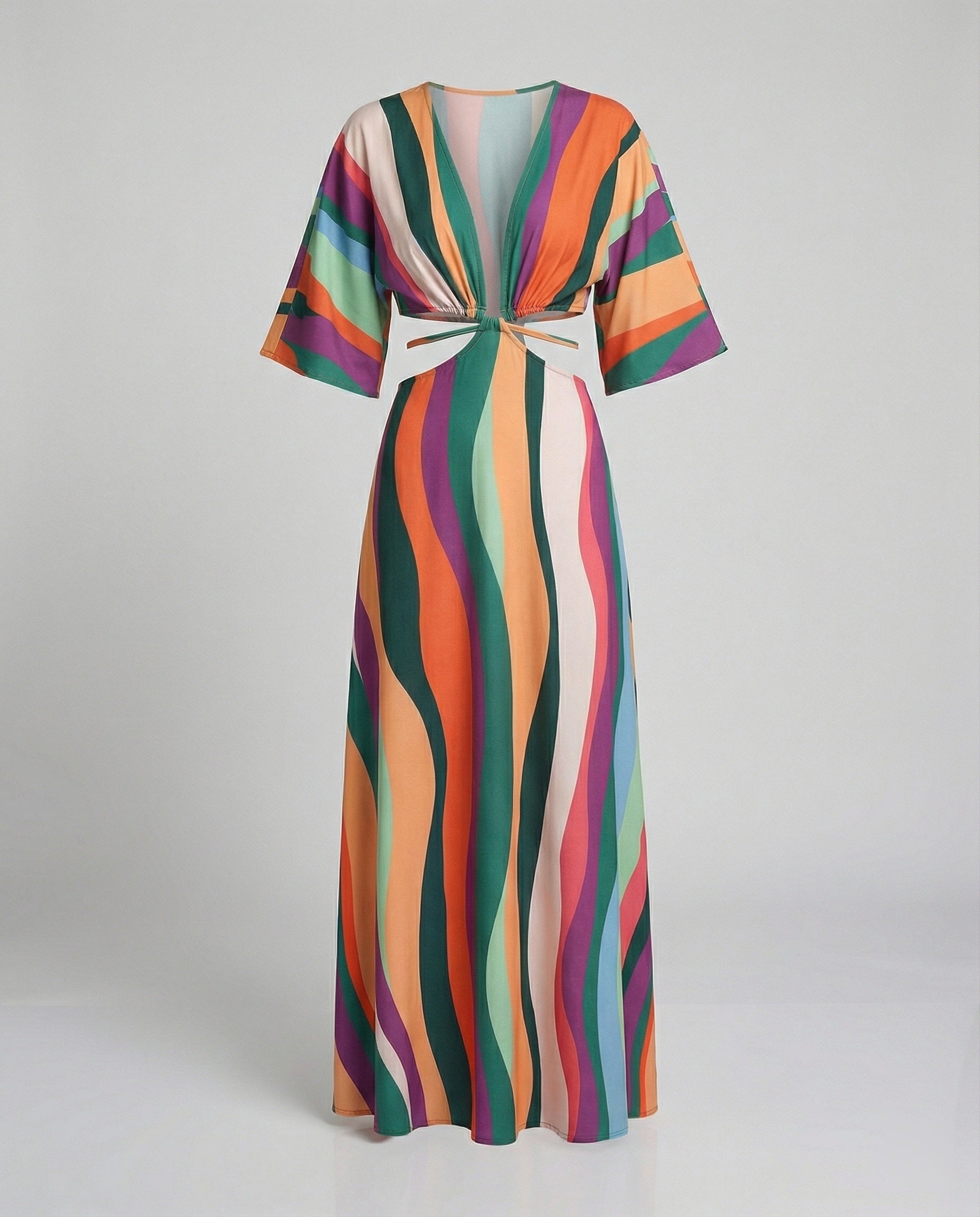 Damen Maxikleid Sommer V-Ausschnitt Kimono