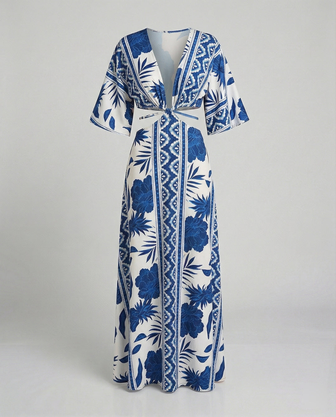Damen Maxikleid Sommer V-Ausschnitt Kimono