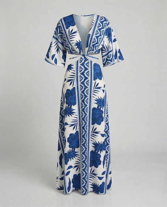 Damen Maxikleid Sommer V-Ausschnitt Kimono