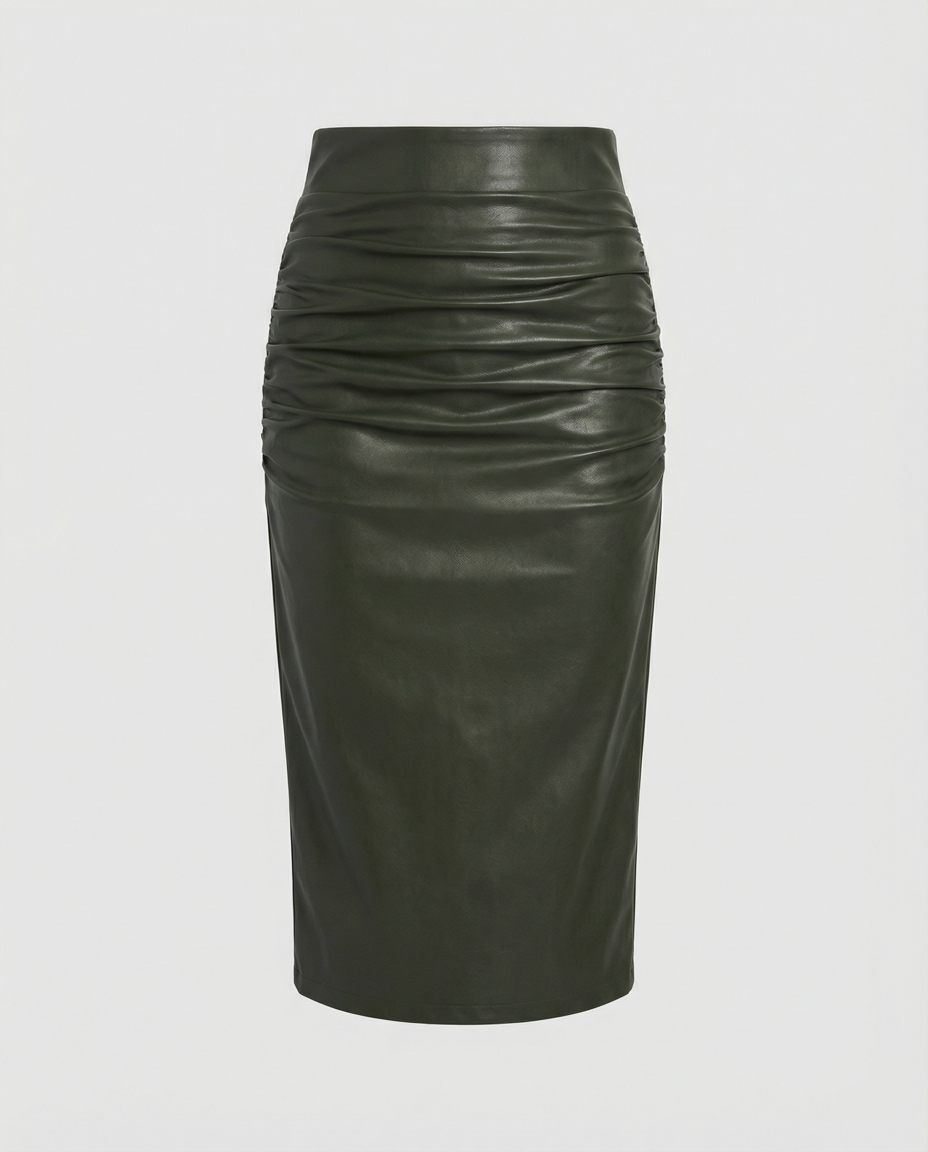 Damen Midi-Rock aus hochwertigem Leder mit Raffung R&B