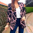 Damen Blazer mit modernem geometrischen Muster und lässiger Passform R&B