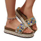 Damen modische Riemchen-Sandalen mit Glitzerelementen R&B