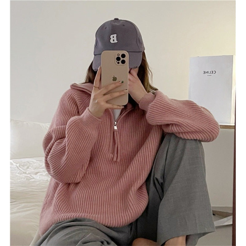 Damen Kuscheliger Strickpullover im Stehkragenstil R&B