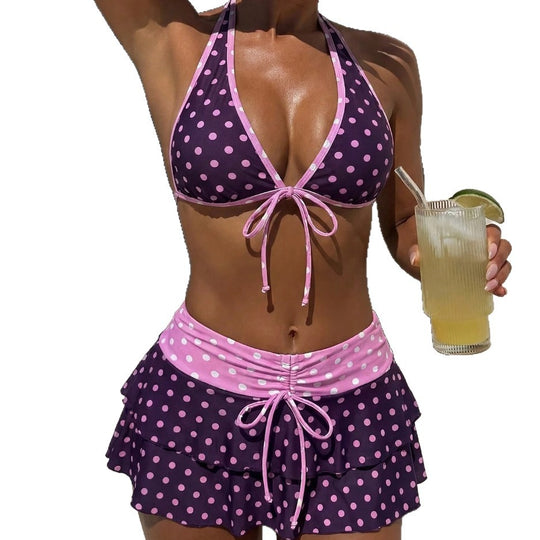 Damen Triangel-Bikini mit gerafftem Rock R&B
