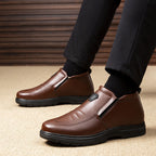 Herren elegante Leder-Stiefeletten mit rutschfester Sohle R&B