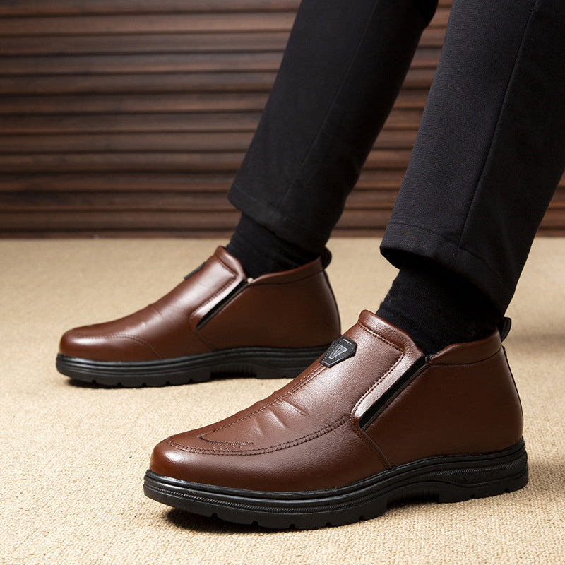 Herren elegante Leder-Stiefeletten mit rutschfester Sohle R&B