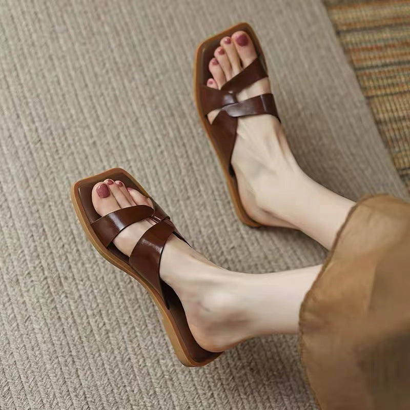 Damen modische Zehensteg-Sandalen mit luxuriösem Riemendesign R&B