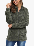 Damen Kuscheljacke mit durchgehendem Reißverschluss und weichem Plüschstoff R&B