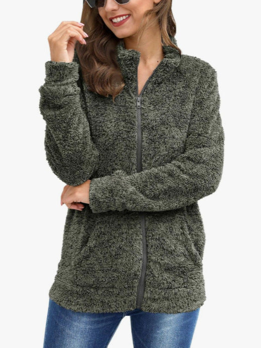 Damen Kuscheljacke mit durchgehendem Reißverschluss und weichem Plüschstoff R&B