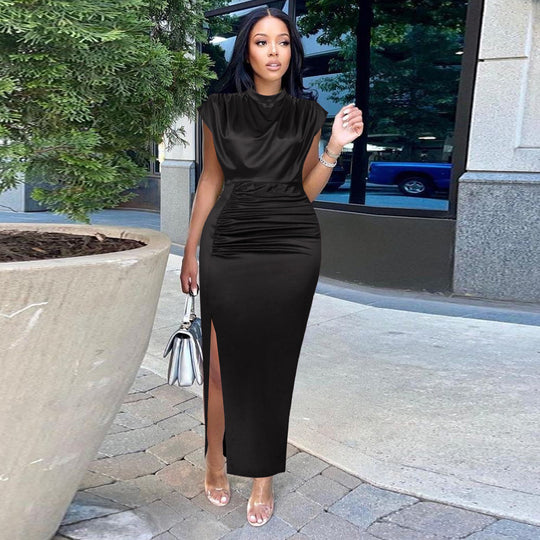 Damen Elegantes figurschmeichelndes Maxikleid mit seitlichem Schlitz R&B