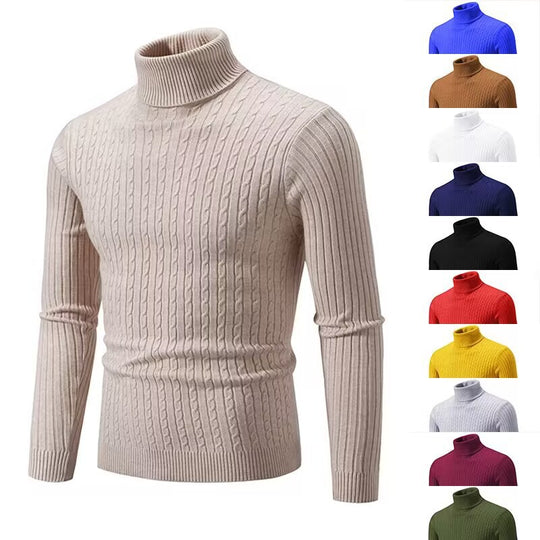 Herren stilvoller Rollkragenpullover aus feinem Strick R&B