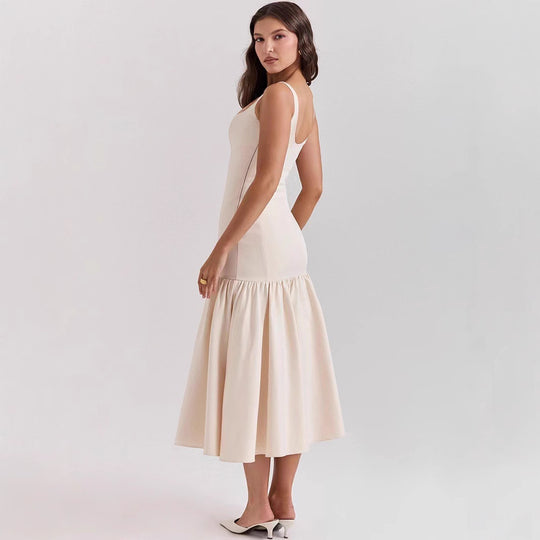 Damen Figurbetontes Kleid mit fließendem Rock und schulterfreien Trägern R&B