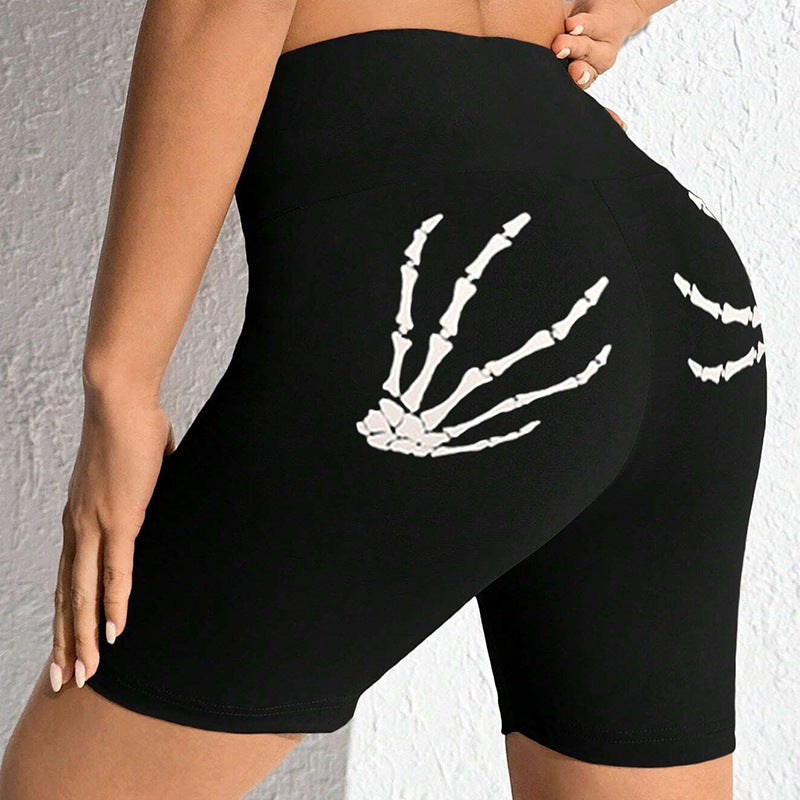 Damen Sportliche Radlerhose mit auffälligem Skelett-Print R&B