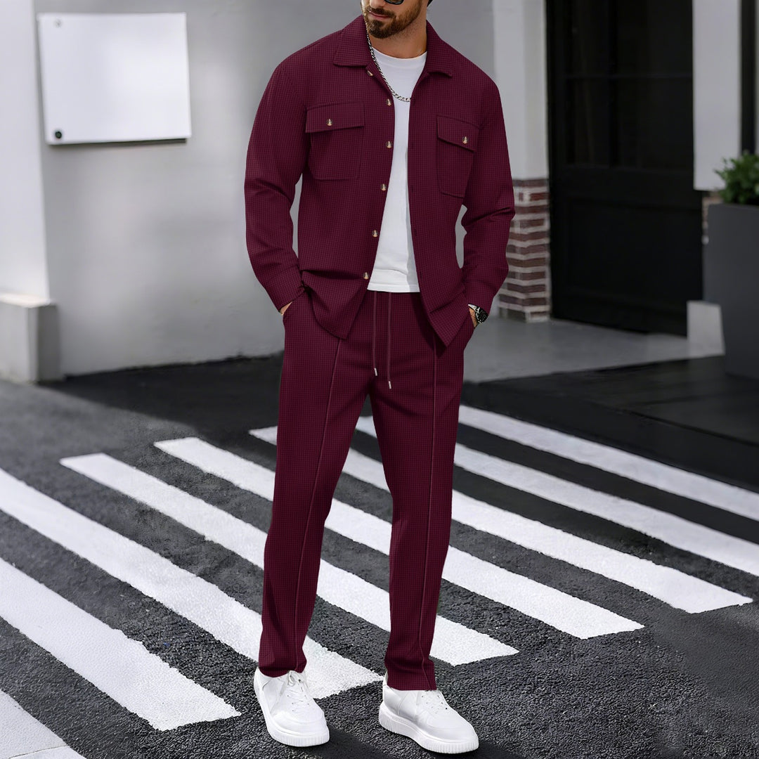 Herren modisches Freizeit-Set mit strukturierter Jacke und bequemen Hosen R&B