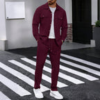 Herren modisches Freizeit-Set mit strukturierter Jacke und bequemen Hosen R&B