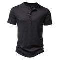 Herren Kurzarm-Henley-Shirt mit klassischem Knopfdesign
