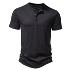 Herren Kurzarm-Henley-Shirt mit klassischem Knopfdesign