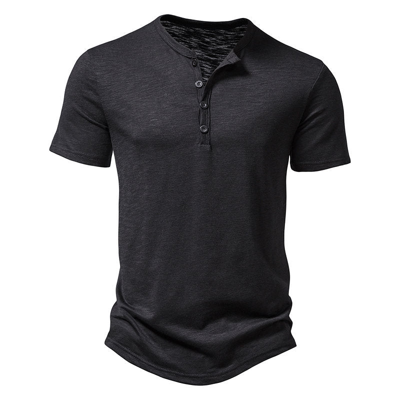 Herren Kurzarm-Henley-Shirt mit klassischem Knopfdesign