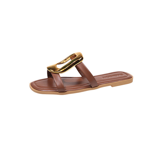 Damen modische Zehentrenner-Sandalen mit elegantem Metall-Detail R&B