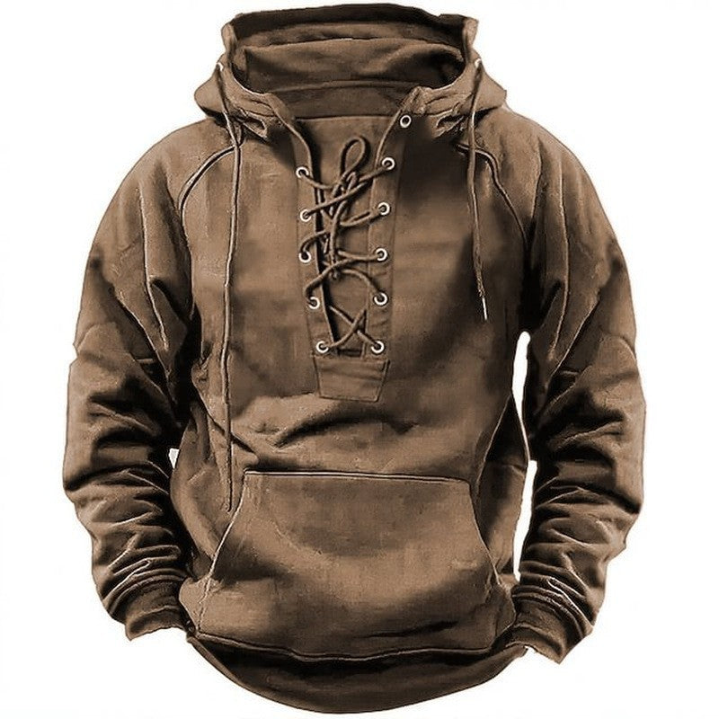 Herren Kapuzensweatshirt mit modischer Schnürung und weichem Innenfutter R&B