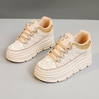Damen modische Plateau-Sneaker mit Glitzer-Akzenten und bequemer Dämpfung R&B