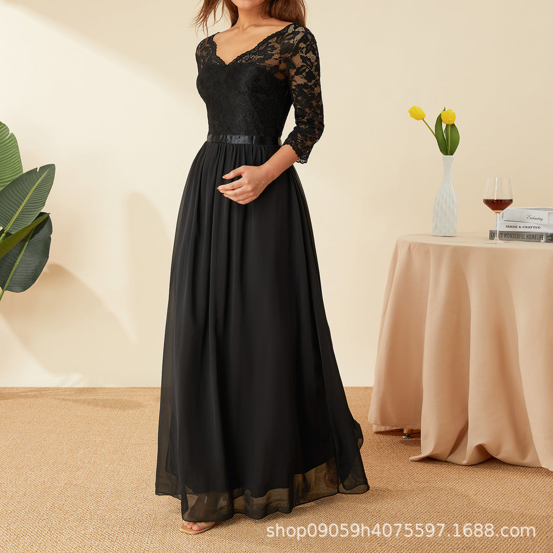 Damen elegantes Spitzenkleid R&B