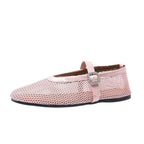 Damen atmungsaktive Ballerinas mit modischem Lochmuster und komfortablem Riemen R&B
