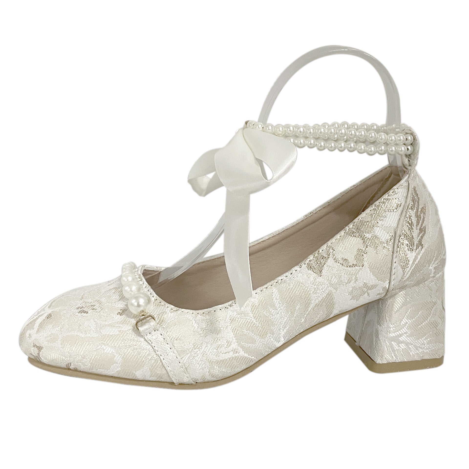 Damen elegante und bequeme Pumps mit Perlenschnürung R&B