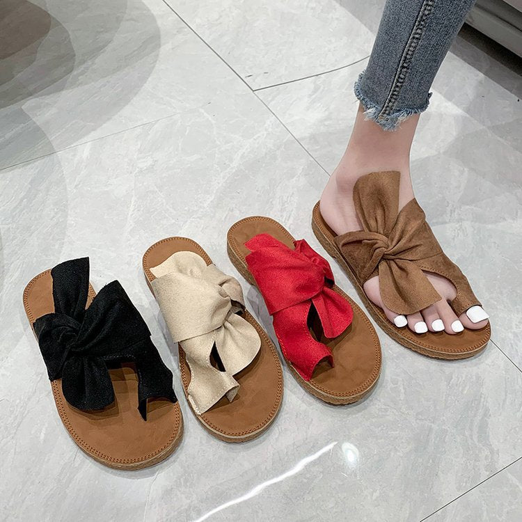Damen Komfortable Badesandalen mit dekorativem Schleifen-Design R&B