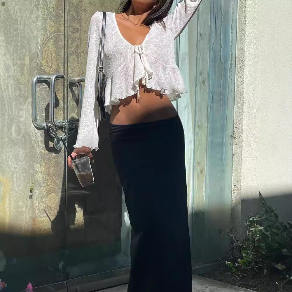 Damen Luftiges Crop-Top mit femininer Schnürung und lässigem Design R&B